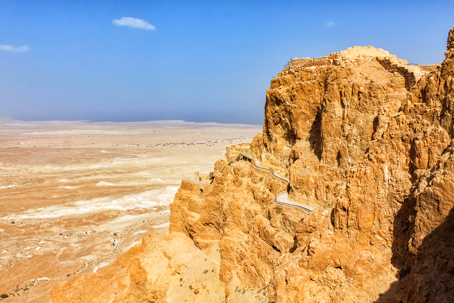 防衛ライン、世界遺産マサダ要塞の断崖