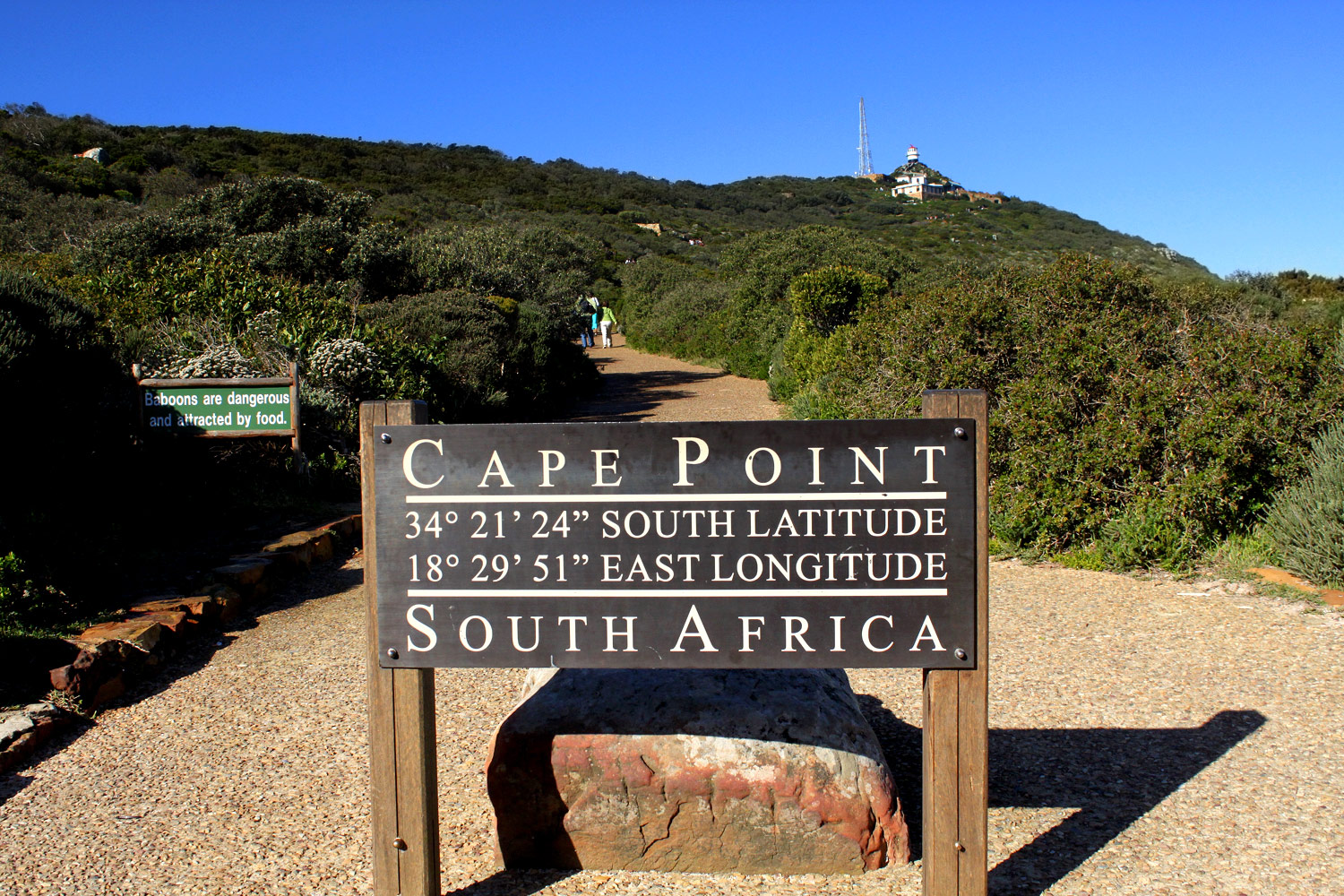 アフリカ大陸のほぼ南端ケープ半島ケープポイントの標識